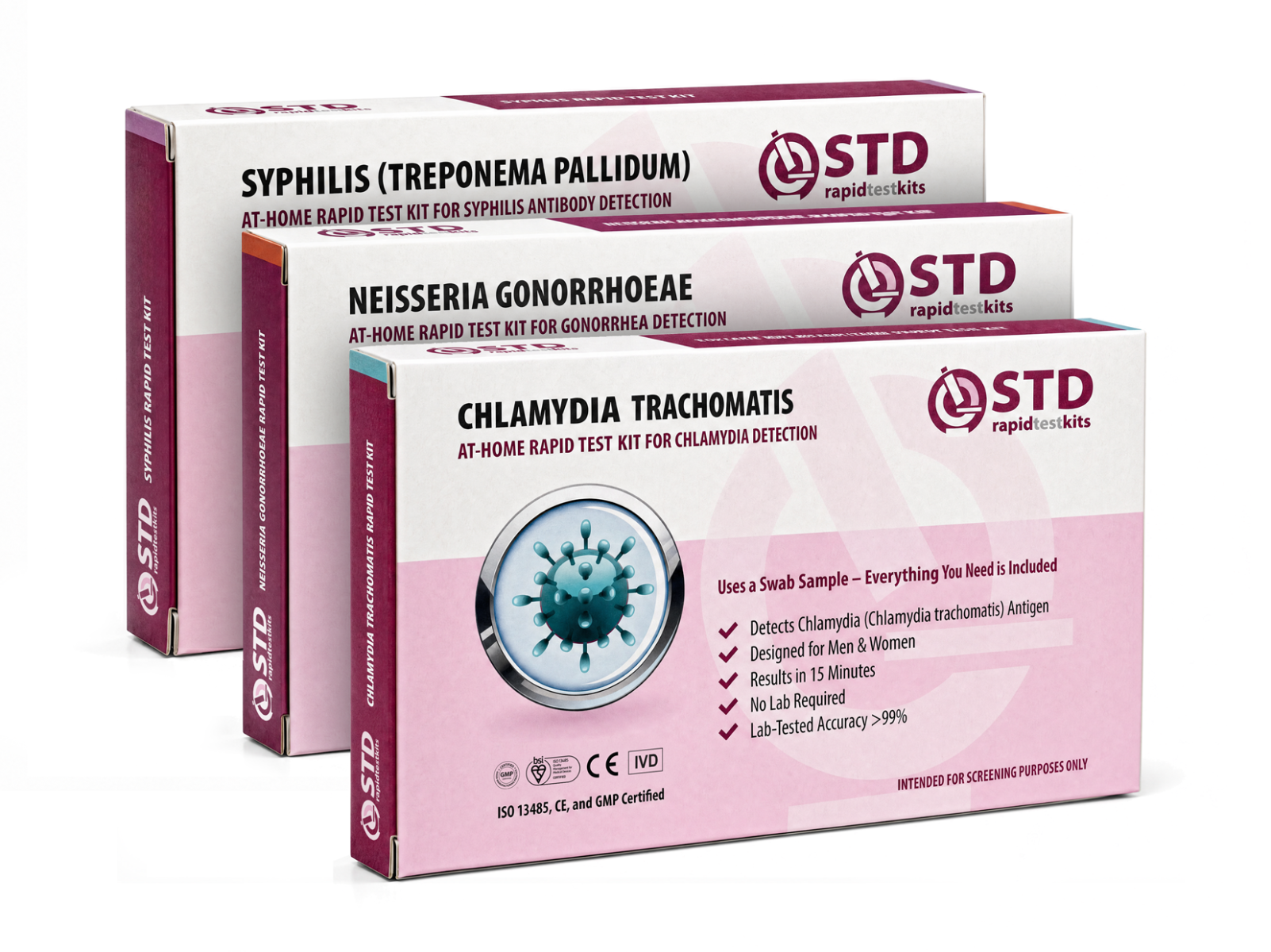 3-in-1 Chlamydia, Gonorrhea & Syphilis Rapid Test Kit