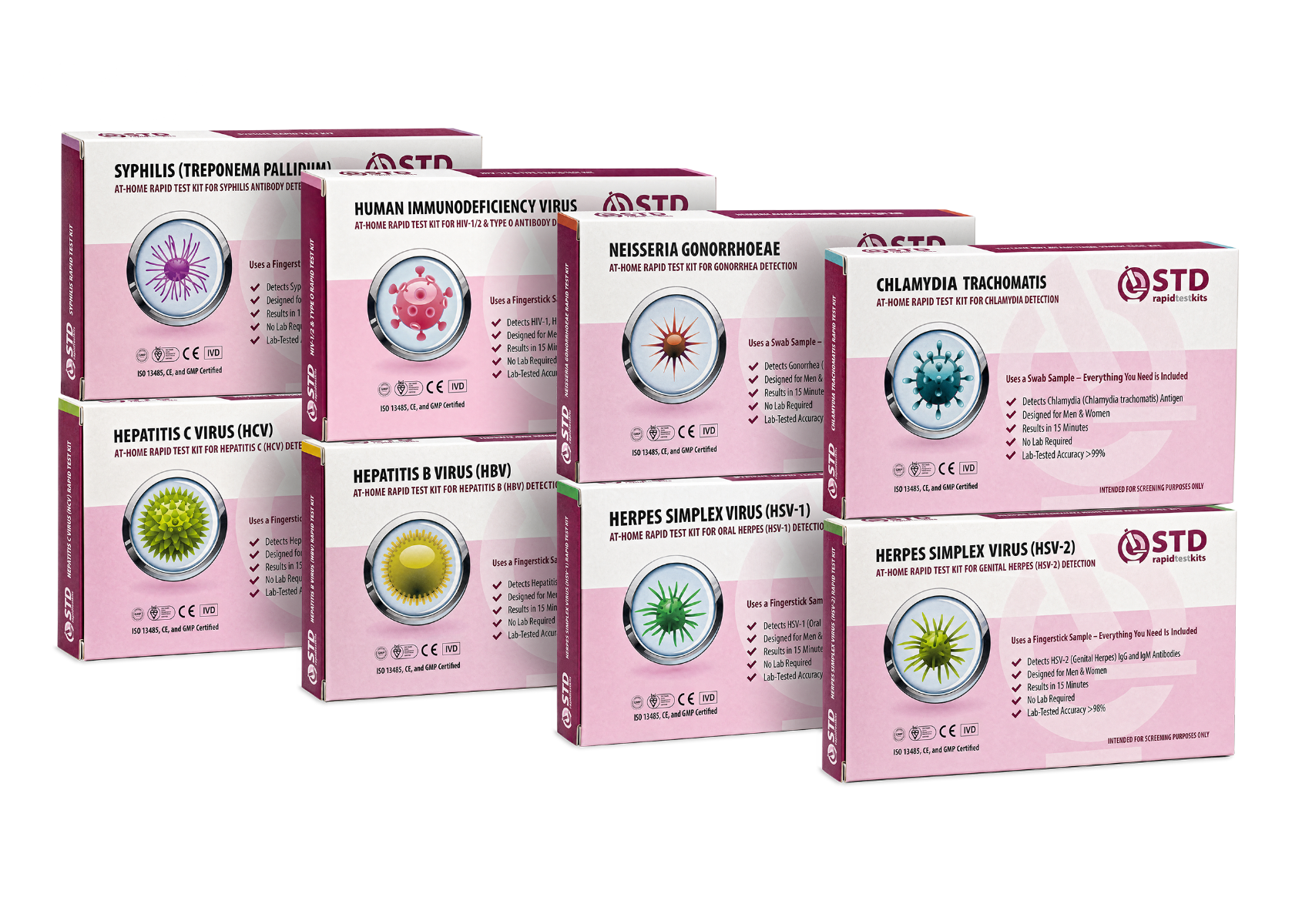 Complete 8-in-1 STD At-Home Rapid Test Kit