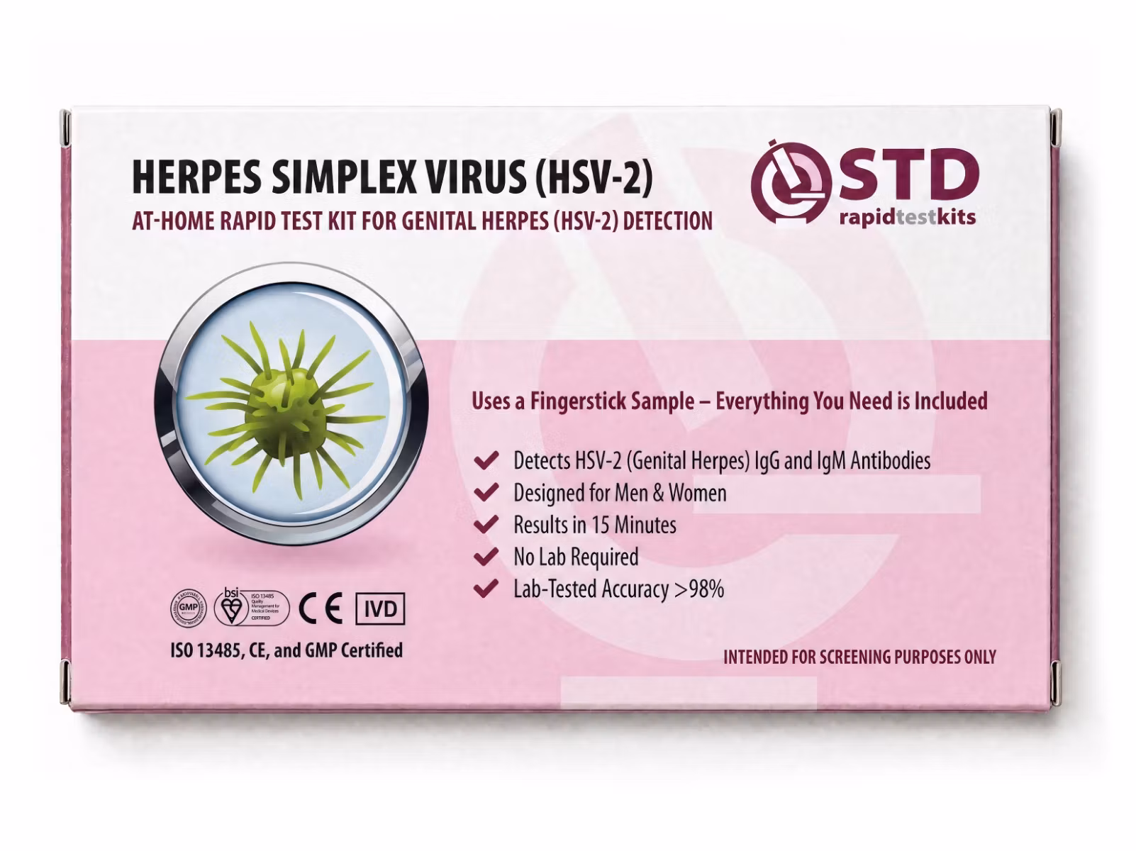 HSV-2 genital herpes at-home rapid test cassette