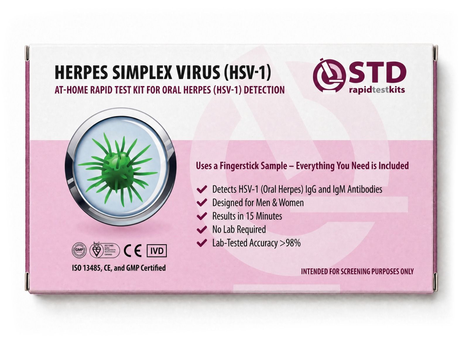 HSV-1 oral herpes at-home rapid test cassette