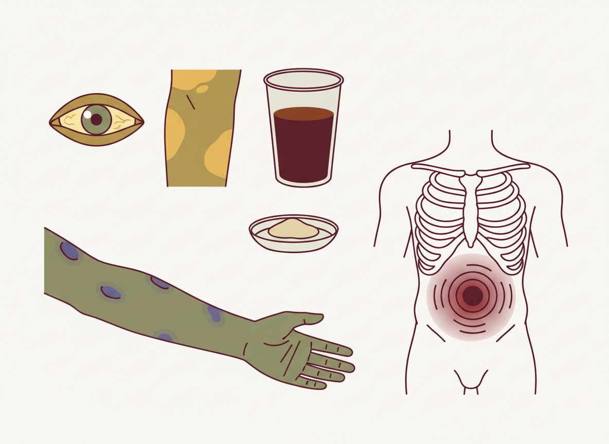 Infographic showing common hepatitis C transmission routes: tattoo equipment, manicure tools, injection drug use, shared grooming tools, and blood exposure